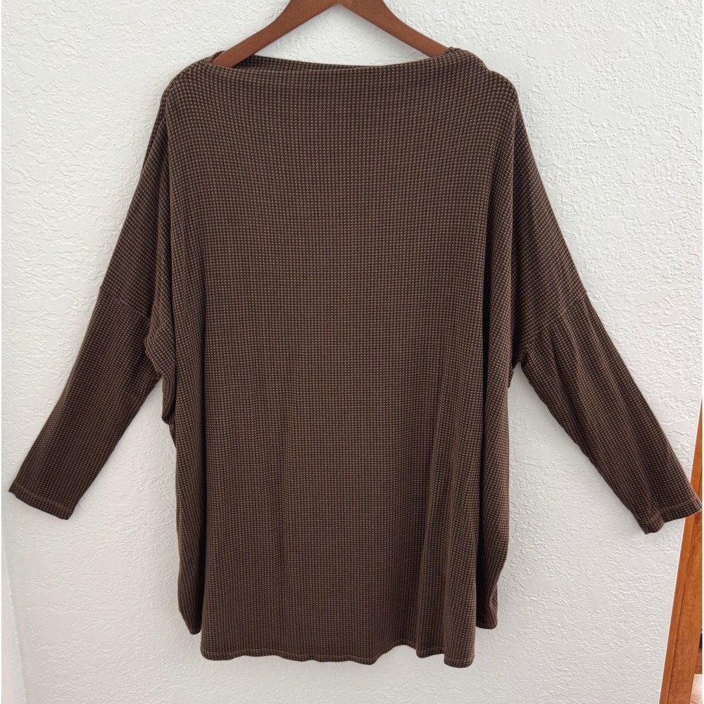 Bryn Walker Dimitri Tunic Houndstooth Dolman Sleeve Size Large Lagenlook Stretch